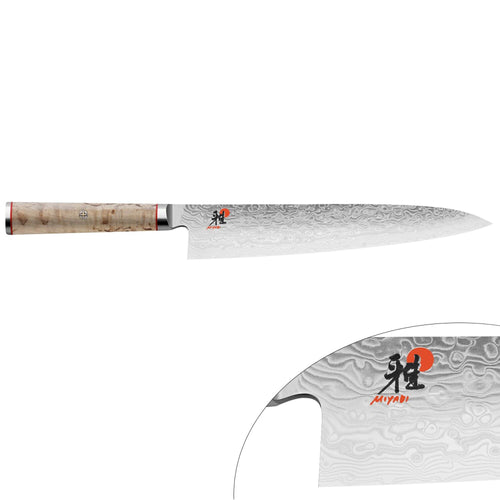MIYABI | 5000 MCD Gyuto Chef's Knife 240 mm – Masur Birch - Made in Japan - Flower-Damascus