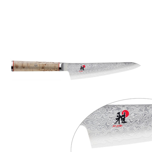 MIYABI | 5000 MCD Shotoh Utility/Paring Knife 140 mm – Masur Birch - Made in Japan - Flower-Damascus