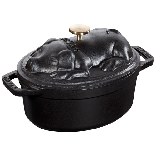STAUB | LA COCOTTE - Cocotte-pata - Possun kansi - soikea - 170mm - valurauta - musta