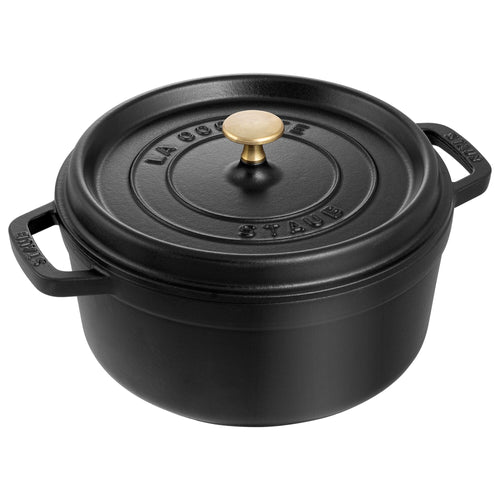 STAUB | Cocotte Round Enamelled Cast Iron Casserole Dish – Ø 180 mm – Black