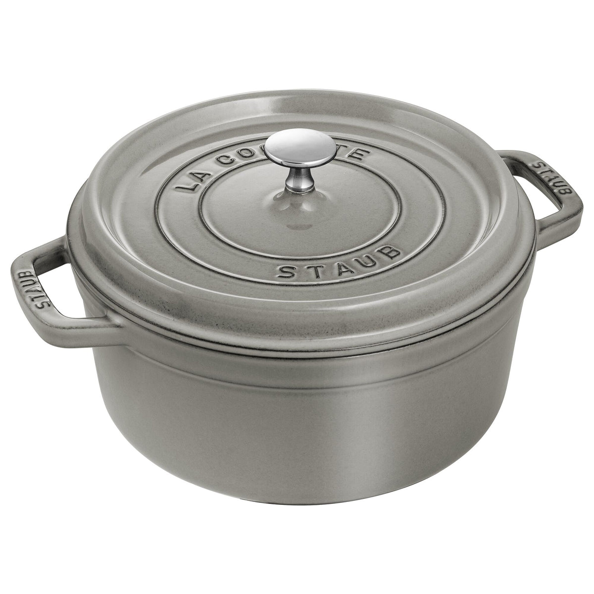 STAUB | Cocotte Round Enamelled Cast Iron Casserole Dish – Ø 240 mm – Graphite Grey
