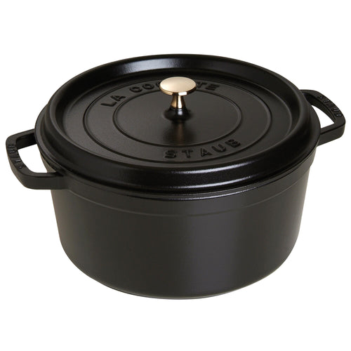 STAUB | Cocotte Round Enamelled Cast Iron Casserole Dish – Ø 260 mm – Black