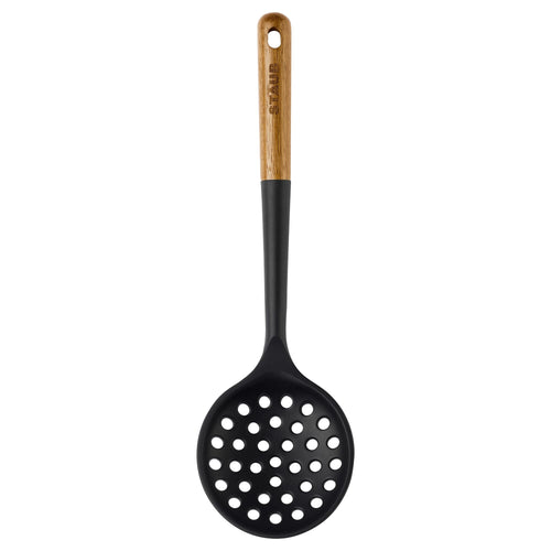 STAUB | Skimmer – Silicone - 31 cm - Black - Acacia Wood Handle - Non-Stick Safe