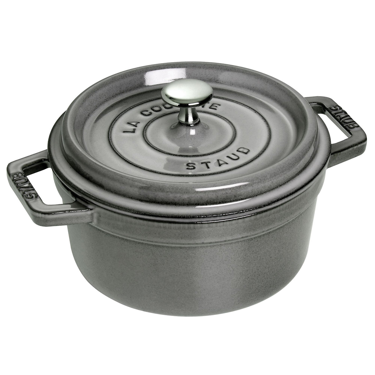 STAUB | Cocotte Round Enamelled Cast Iron Casserole Dish – Ø 280 mm – Graphite Grey