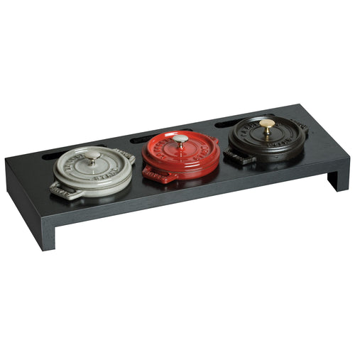 STAUB | SPECIALITIES - Tarjotin 3 mini cocottelle - 420x160mm - Kuitupuu - Musta