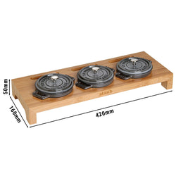 STAUB | SPECIALITIES - Tarjoilulauta 3:lle minikokkareelle - 420x160mm - Bambu