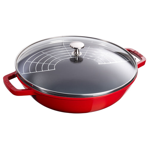 STAUB | SPECIALITIES - Wok lasikannella - Ø 300mm - valurauta - kirsikanpunainen