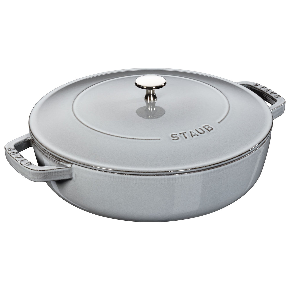 STAUB | Enameled Cast Iron Round Braiser – Ø28 cm - Graphite Grey - Self-Basting Chistera Lid