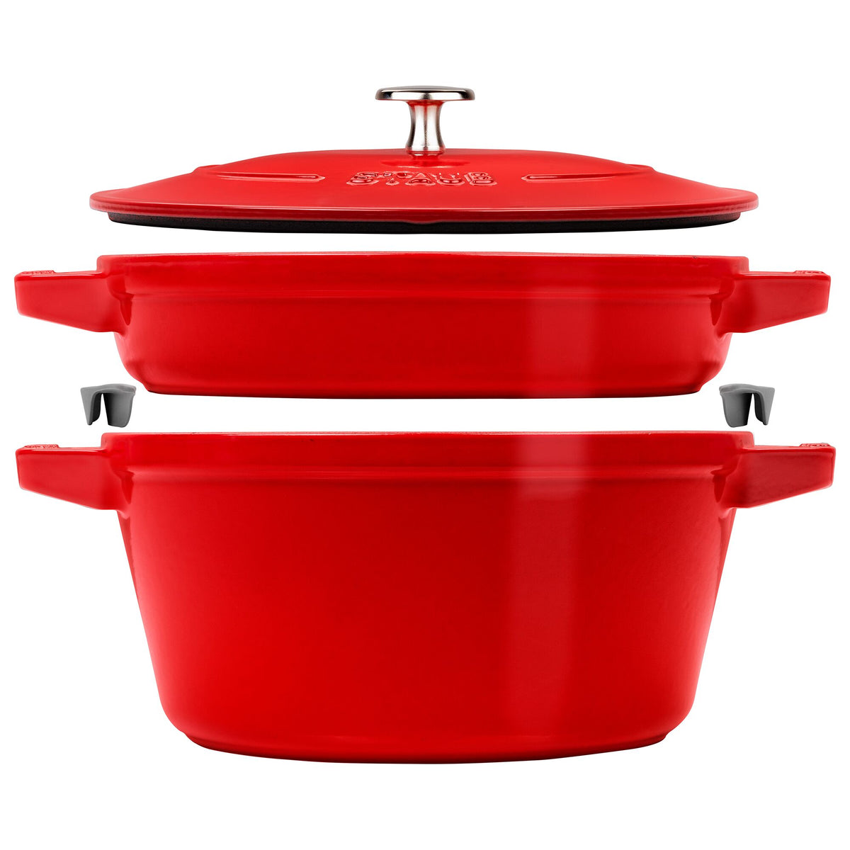 STAUB | STACKABLE SET - Kattilasarja - 2 kpl - Ø 240mm - valurauta - kirsikanpunainen
