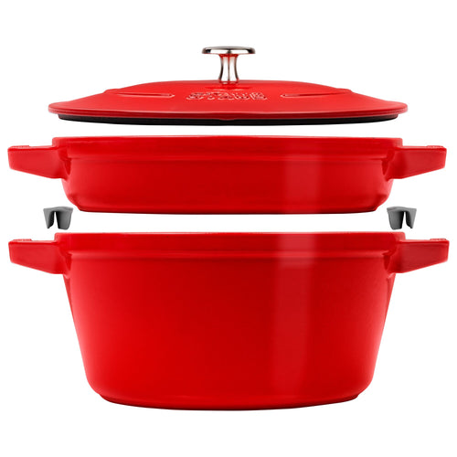 STAUB | STACKABLE SET - Kattilasarja - 2 kpl - Ø 240mm - valurauta - kirsikanpunainen