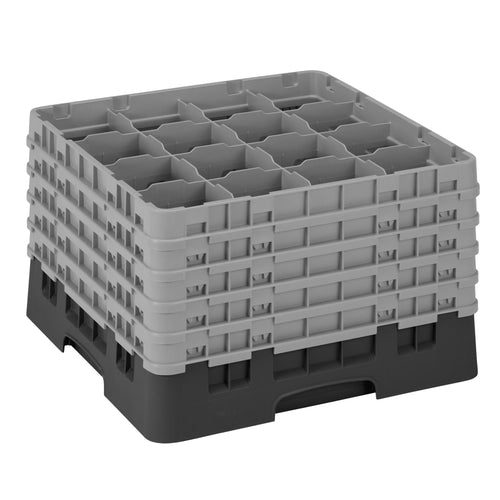 CAMBRO | CAMRACK® - Lasipesukori 1/1 - 16 lokeroa - 5 jatko-osalla - 500x500mm - Musta