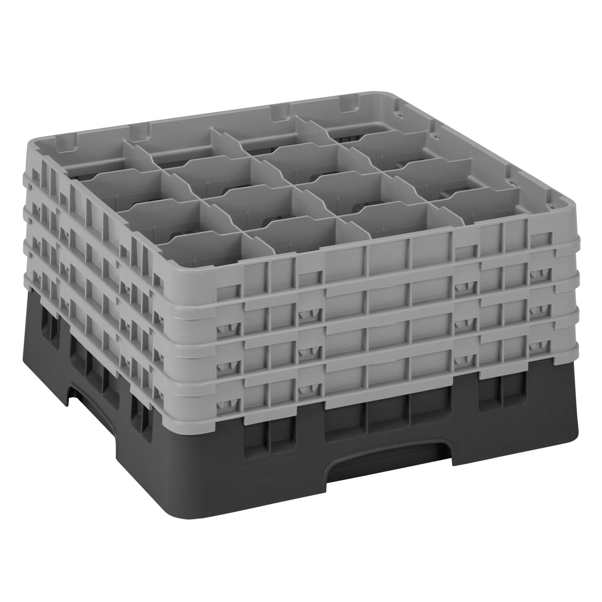 CAMBRO | CAMRACK® Glass Rack – 16 Compartments – 500×500 mm – 267 mm H – Black