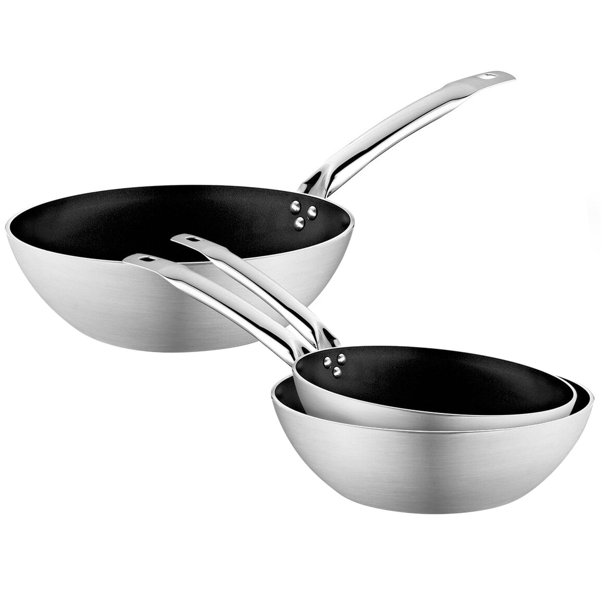 Wok-pannu-setti - Alumiini - Ø 240 / 280 / 300 mm - tarttumaton - yhteensopiva: induktio, kaasu, keraaminen, sähkö, halogeeni