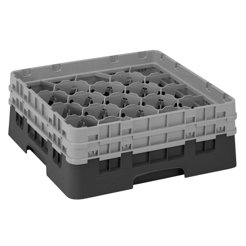 CAMBRO | CAMRACK® - Lasipesukori 1/1 - 20 lokeroa - 2  jatko-osalla - 500x500mm - Musta