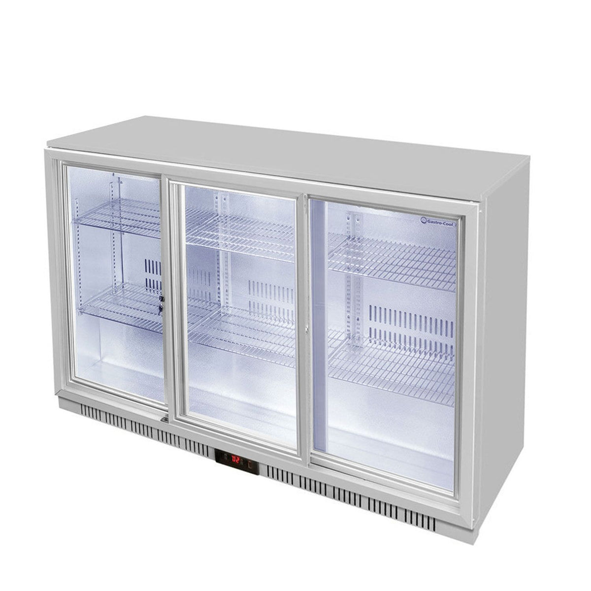GASTRO-COOL | Baarijääkaappi - 1350mm - 312 L - 3 lasista liukuovea - hopea
