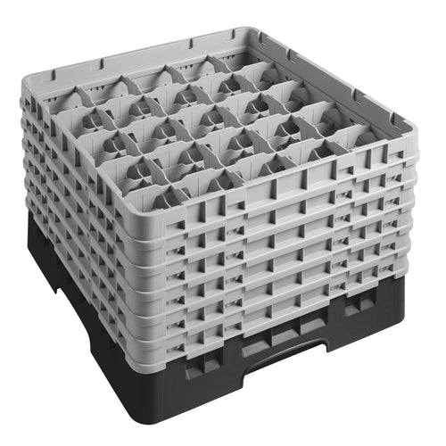 CAMBRO | CAMRACK® - Lasipesukori 1/1 - 25 lokeroa - 6  jatko-osalla - 500x500mm - Musta