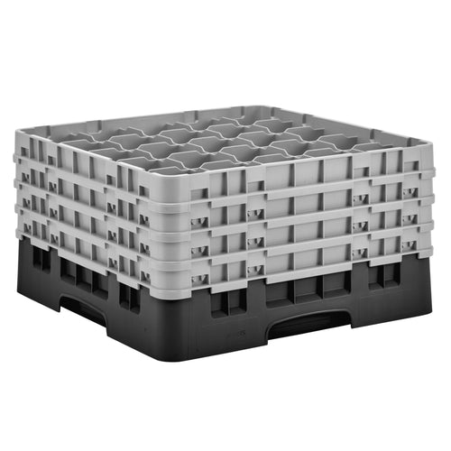 CAMBRO | CAMRACK® - Lasipesukori 1/1 - 25 lokeroa - 4 jatko-osalla - 500x500mm - Musta