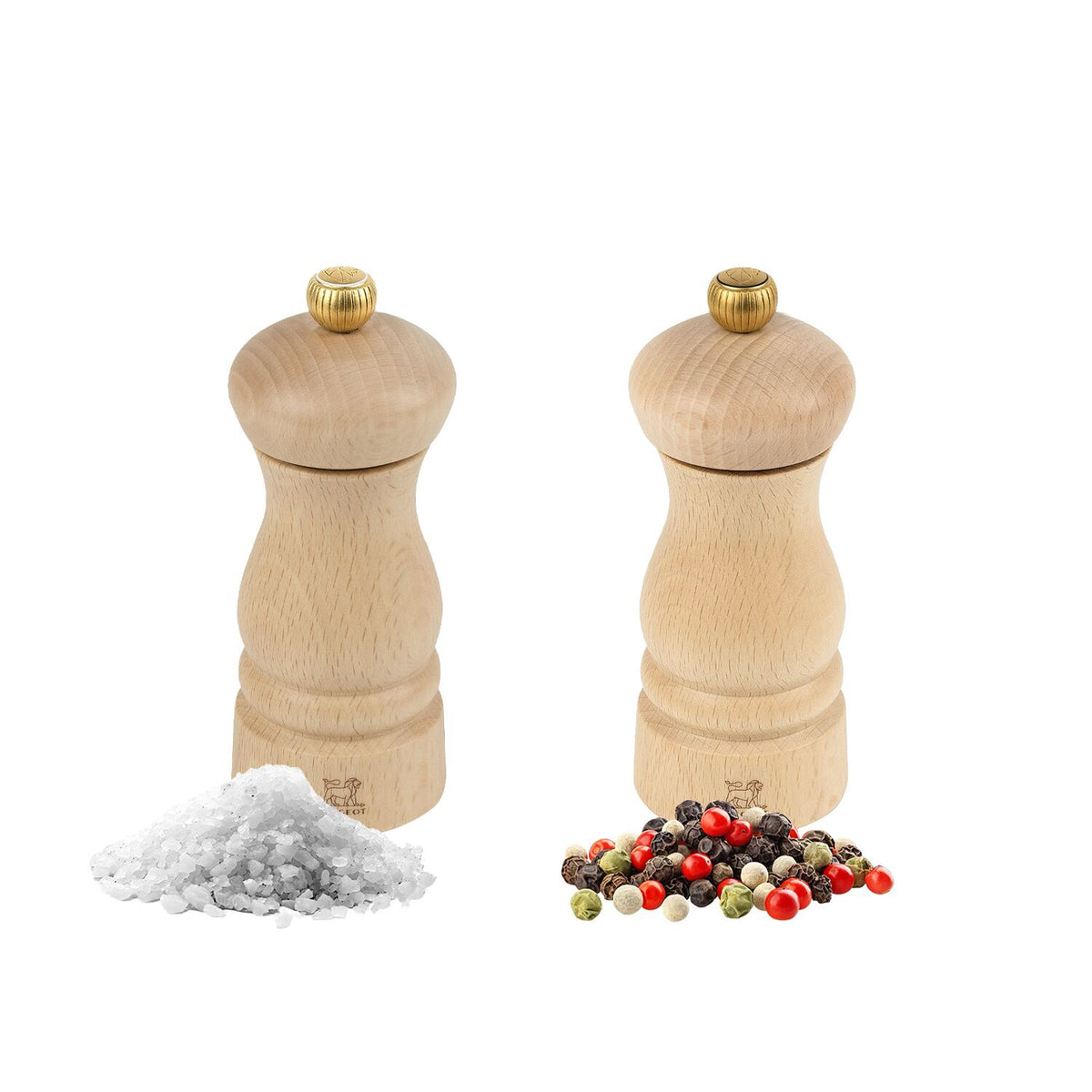 (6 kpl) PEUGEOT | CLERMONT - Suola- ja pippurimylly - Luonnonpuu - Korkeus: 130mm
