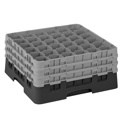 CAMBRO | CAMRACK® - Lasipesukori 1/1 - 36 lokeroa - 3 jatko-osalla - 500x500mm - Musta