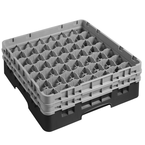 CAMBRO | CAMRACK® - Lasipesukori 1/1 - 49 lokeroa - 2 jatko-osalla - 500x500mm - Musta