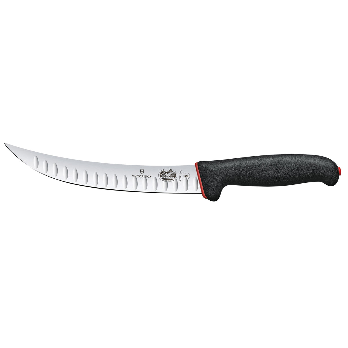 VICTORINOX | Fibrox Butcher Knife – Granton Edge - 20 cm Blade - Black/Red Handle