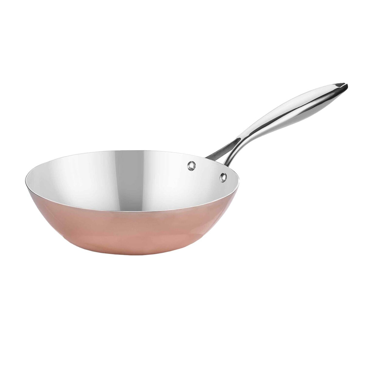 Wok-pannu - Alumiini - Kuparipinnoite ulkopuolella, sisällä ruostumaton teräs - Ø 240 mm - Korkeus: 76 mm - yhteensopiva: kaasu, keraaminen, sähkö