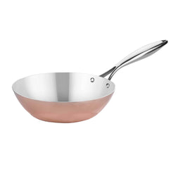 Wok-pannu - Alumiini - Kuparipinnoite ulkopuolella, sisällä ruostumaton teräs - Ø 240 mm - Korkeus: 76 mm - yhteensopiva: kaasu, keraaminen, sähkö