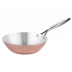 Wok-pannu - Alumiini - Sisäpinta ruostumatonta terästä, ulkopinta kuparipinnoitettu - Ø 280 mm - Korkeus: 90 mm - yhteensopiva: kaasu, keraaminen, sähkö