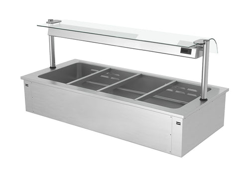 Sähkökäyttöinen vesihaude - 2,92 kW - 4x GN 1/1 - suojalasi