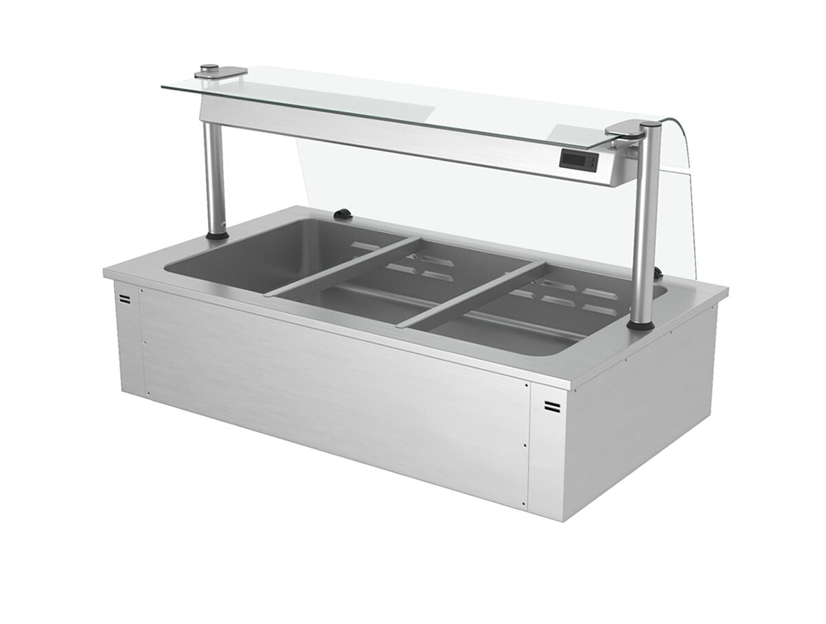 Sähkökäyttöinen vesihaude - 2,19 kW - 3x GN 1/1 - suojalasi