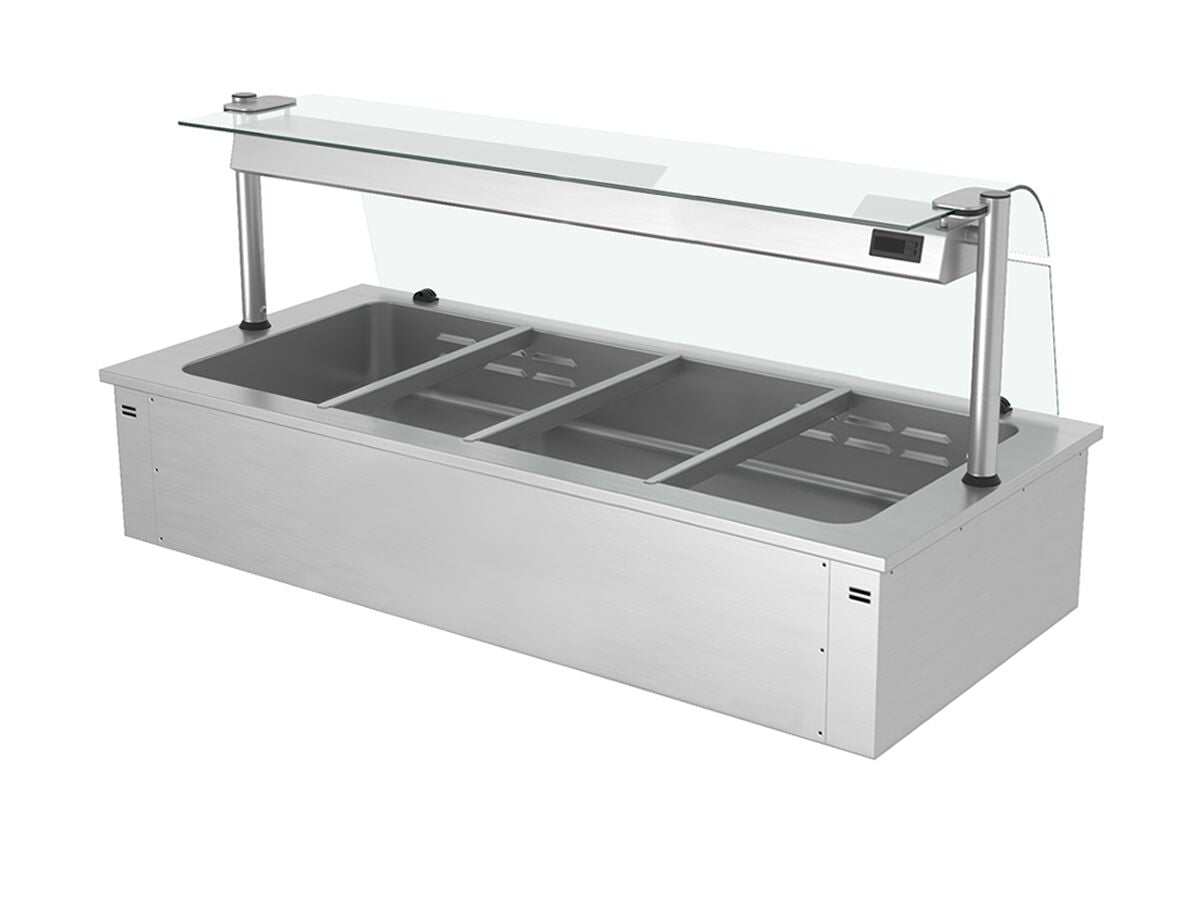 Sähkökäyttöinen vesihaude - 2,92 kW - 4x GN 1/1 - suojalasi
