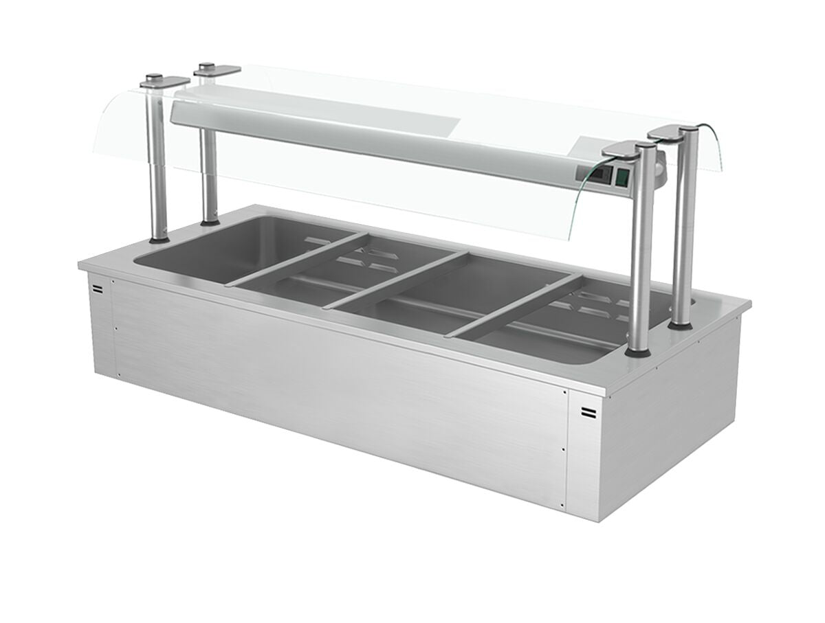Upotettava vesihaude - 1500 mm - 3,37 kW - 4x GN 1/1 - suojalasi