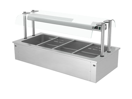 Upotettava vesihaude - 1500 mm - 3,37 kW - 4x GN 1/1 - suojalasi