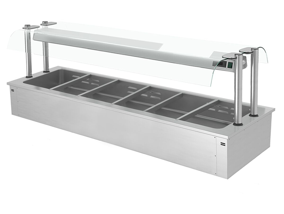 Upotettava vesihaude - 2110 mm - 4,83 kW - 6x GN 1/1 - suojalasi