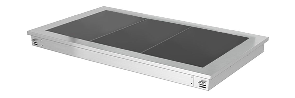 Upotettava lämpölevy - ruostumaton teräs - lasipinnalla - 1135 mm - 3 x GN 1/1 - 1,35 kW