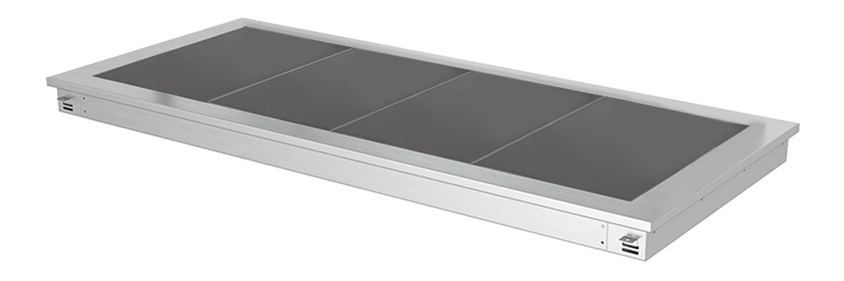 Upotettava lämpölevy - ruostumaton teräs - lasipinnalla - 1460 mm - 4 x GN 1/1 - 1,8 kW