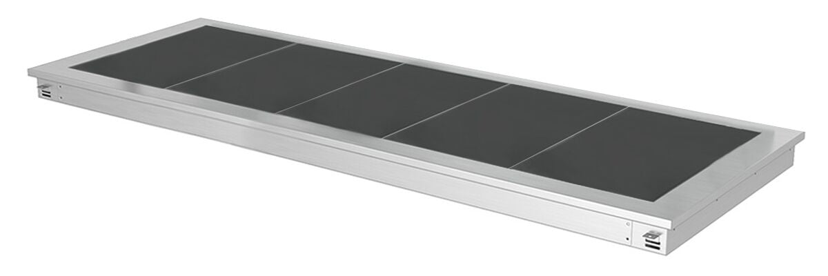 Upotettava Lämpölevy - ruostumaton teräs - lasipinnalla - 1785 mm - 5 x GN 1/1 - 2,25 kW