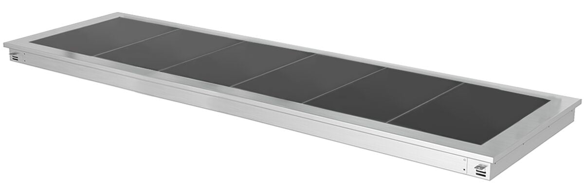Upotettava Lämpölevy - ruostumaton teräs - lasipinnalla - 2100 mm - 6 x GN 1/1 - 2,7 kW