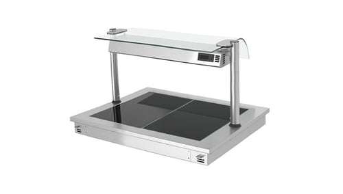 Upotettava Lämpölevy - ruostumaton teräs - lasipinnalla - 810 mm - 2 x GN 1/1 - 0,9 kW - lasisuojus