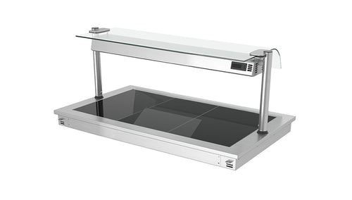 Upotettava Lämpölevy - ruostumaton teräs - lasipinnalla - 1000 mm - 3 x GN 1/1 - 1,35 kW - lasisuojus