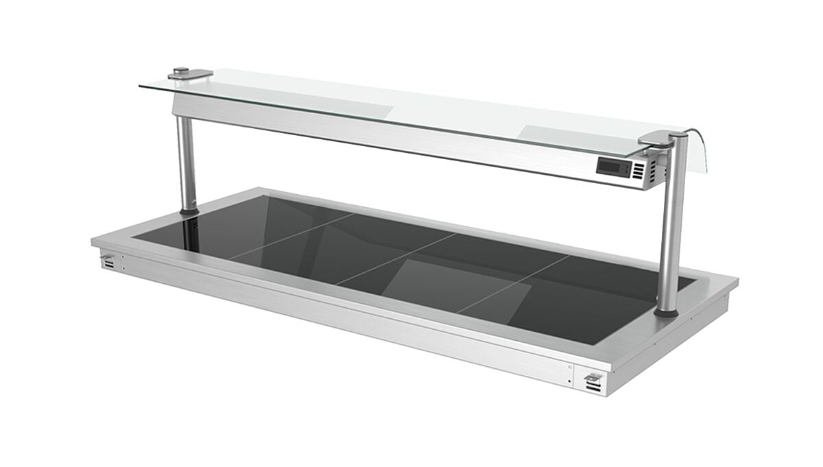 Upotettava Lämpölevy - ruostumaton teräs - lasipinnalla - 1460 mm - 4 x GN 1/1 - 1,8 kW - GN 1/1 - lasisuojus