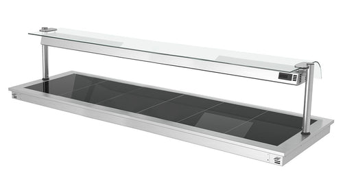 Upotettava lämpölevy - ruostumaton teräs - lasipinnalla - 2100 mm - 6 x GN 1/1 - 2,7 kW - lasisuojus