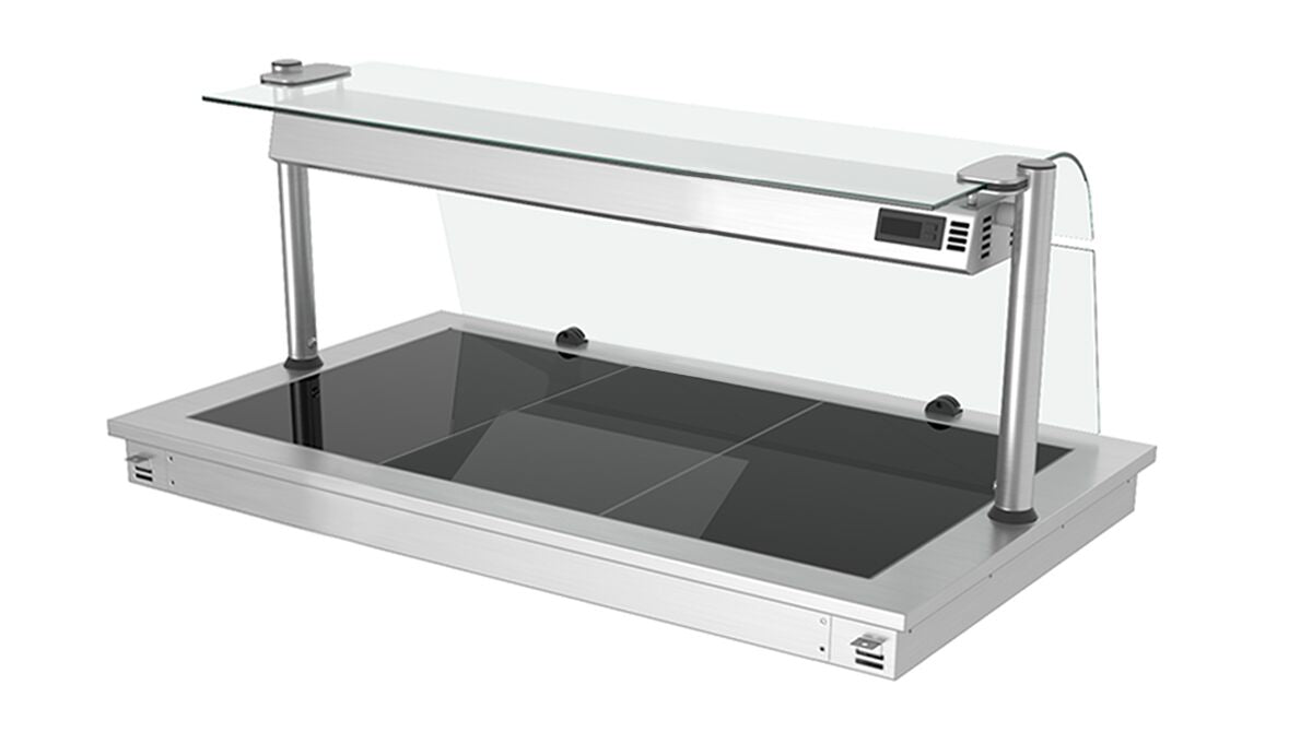 Upotettava lämpölevy - ruostumaton teräs - lasipinnalla - 1135 mm - 3 x GN 1/1 - 1,35 kW - GN 1/1 - lasisuojus