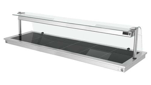Upotettava lämpölevy - ruostumaton teräs - lasipinnalla - 2100 mm - 6 x GN 1/1 - 2,7 kW - lasisuojus
