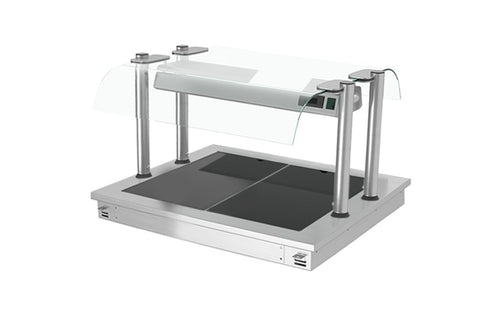 Upotettava Lämpölevy - ruostumaton teräs - lasipinnalla - 800 mm - 2 x GN 1/1 - 0,9 kW - GN 1/1 - lasisuojus