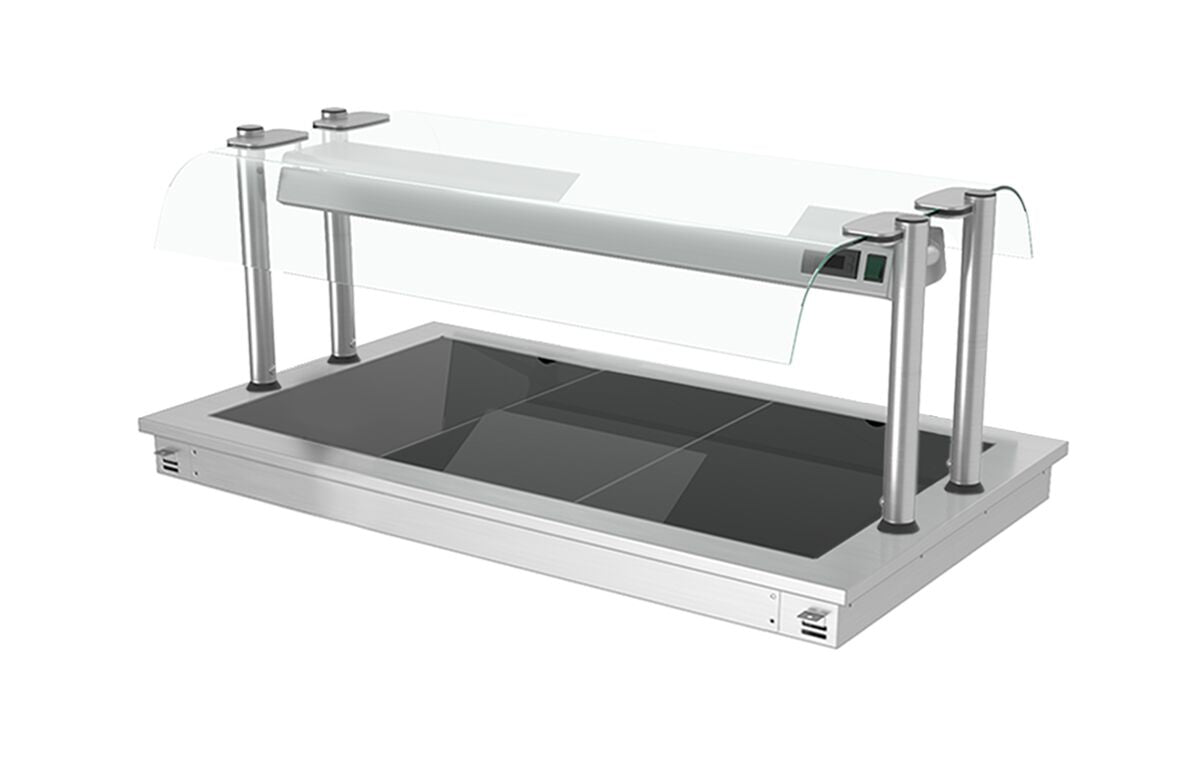 Upotettava Lämpölevy - ruostumaton teräs - lasipinnalla - 1135 mm - 3 x GN 1/1 - 1,35 kW - lasisuojus