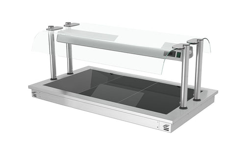 Upotettava Lämpölevy - ruostumaton teräs - lasipinnalla - 1135 mm - 3 x GN 1/1 - 1,35 kW - lasisuojus
