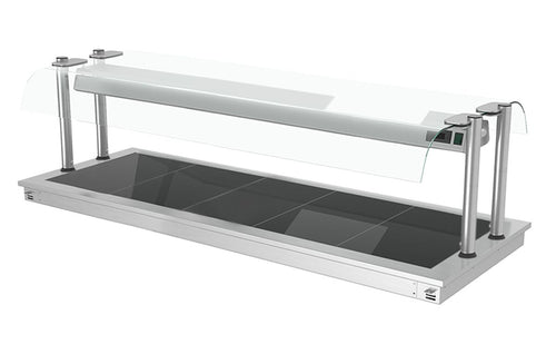 Upotettava lämpölevy - ruostumaton teräs - lasipinnalla - 1785 mm - 5 x GN 1/1 - 2,25 kW - lasisuojus