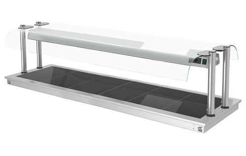 Upotettava Lämpölevy - ruostumaton teräs - lasipinnalla - 2110 mm - 6 x GN 1/1 - 2,7 kW - lasisuojus