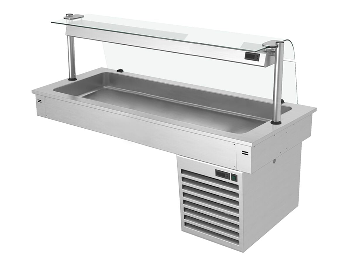 Upotettava kylmäallas - 1460 mm - +2–+8 °C - 4 GN 1/1-astiaa - 390 W - lasikupu